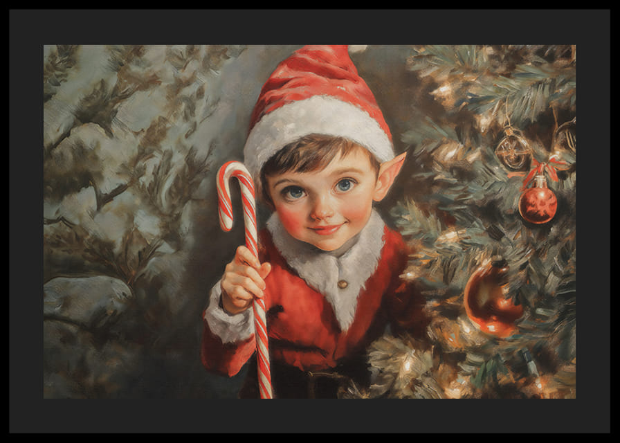 En juleplakat med en sjarmerende liten nisse -12