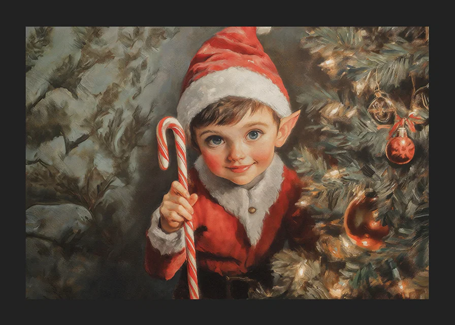 A Christmas poster with a charming little elf -12