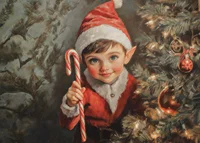 A Christmas poster with a charming little elf -7