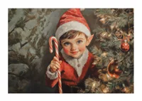 A Christmas poster with a charming little elf -1