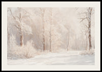 A poster depicting a frosty forest landscape in soft, dreamlike tones-2