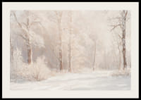 Een poster met een ijzig boslandschap in zachte, dromerige tinten-2