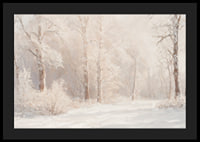 A poster depicting a frosty forest landscape in soft, dreamlike tones-4