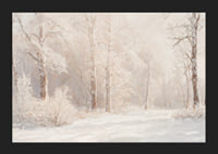 A poster depicting a frosty forest landscape in soft, dreamlike tones-5