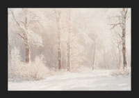 Een poster met een ijzig boslandschap in zachte, dromerige tinten-5