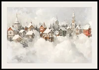 A poster of a snow-covered fairytale village that spreads Christmas magic and nostalgic winter charm-2