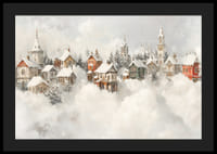 Kalėdų magiją ir nostalgišką žiemos žavesį skleidžiantis apsnigto pasakų kaimo plakatas-4