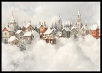 A poster of a snow-covered fairytale village that spreads Christmas magic and nostalgic winter charm-6