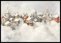 A poster of a snow-covered fairytale village that spreads Christmas magic and nostalgic winter charm-6