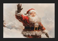A poster with a waving, smiling Santa spreading warmth -5