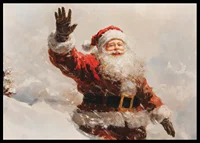 A poster with a waving, smiling Santa spreading warmth -6