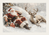 Een poster met de Kerstman en zijn rendieren in een vredig winterlandschap-3