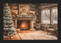 Plagát, ktorý zachytáva vianočnú atmosféru v rustikálnom zrube-5