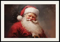 En poster som sprider julens glädje med jultomtens varma, leende ansikte-2