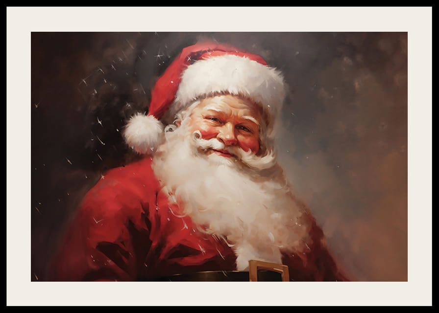 Een poster die de vreugde van Kerstmis verspreidt met het warme, lachende gezicht van de Kerstman-12