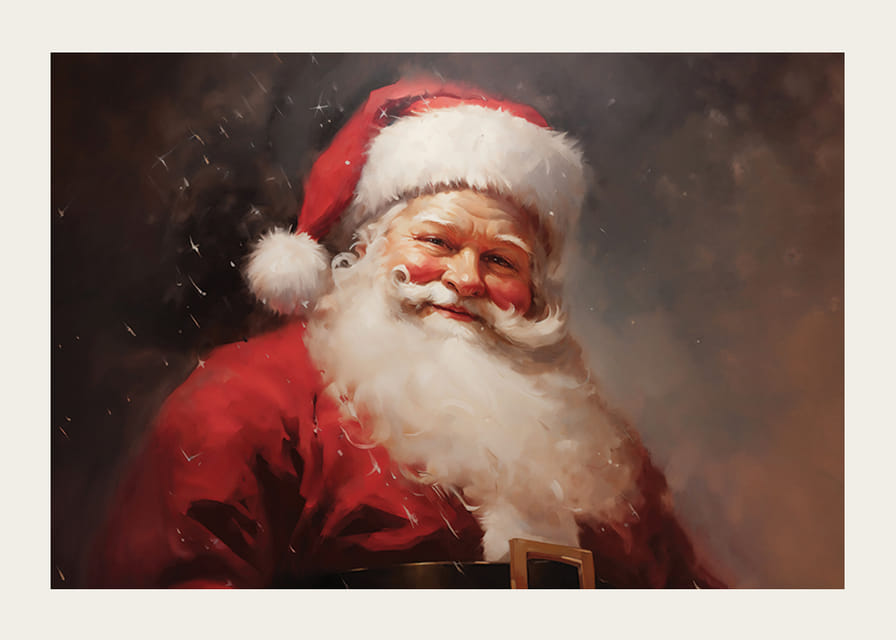 Een poster die de vreugde van Kerstmis verspreidt met het warme, lachende gezicht van de Kerstman-12