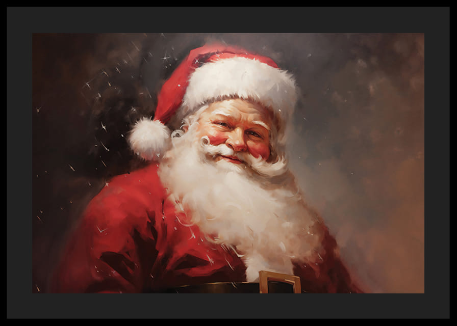 Een poster die de vreugde van Kerstmis verspreidt met het warme, lachende gezicht van de Kerstman-12