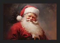 En poster som sprider julens glädje med jultomtens varma, leende ansikte-5