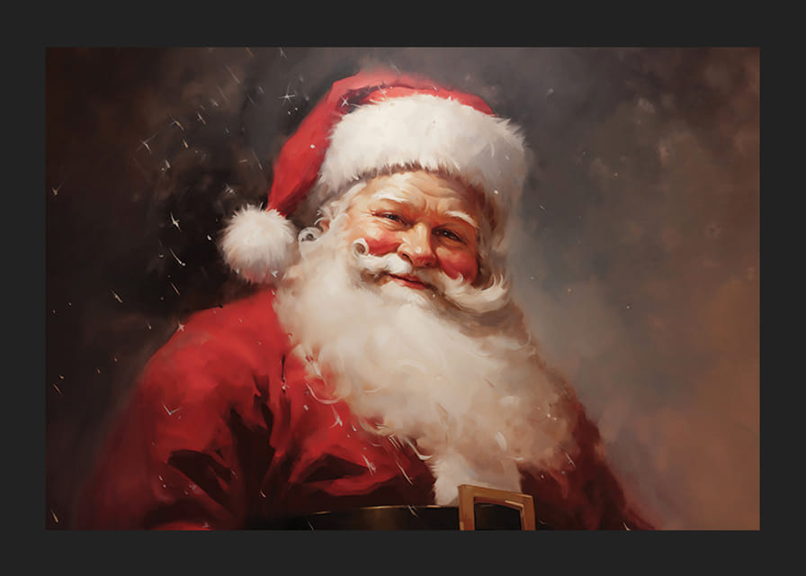 Een poster die de vreugde van Kerstmis verspreidt met het warme, lachende gezicht van de Kerstman-12