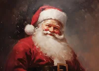 En poster som sprider julens glädje med jultomtens varma, leende ansikte-7