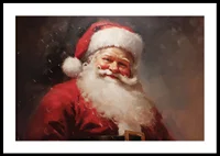 En poster som sprider julens glädje med jultomtens varma, leende ansikte-0