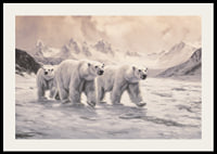 A poster capturing polar bears trekking through a frozen arctic landscape-2