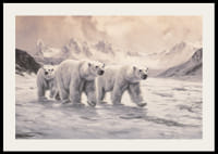 Plakatas, kuriame užfiksuoti baltieji lokiai, keliaujantys per sustingusį arktinį kraštovaizdį-2