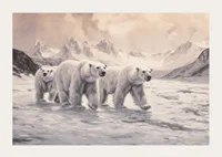 En poster som fångar isbjörnar på vandring genom ett fruset arktiskt landskap-3