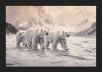 Plakatas, kuriame užfiksuoti baltieji lokiai, keliaujantys per sustingusį arktinį kraštovaizdį-5