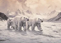 En poster som fångar isbjörnar på vandring genom ett fruset arktiskt landskap-7