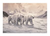 A poster capturing polar bears trekking through a frozen arctic landscape-1