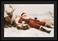 Plagát, ktorý zachytáva Santa Clausa a soba, ako odpočívajú po vianočných dobrodružstvách-4