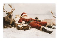 A poster that captures Santa Claus and the reindeer taking a rest after their Christmas adventures-1