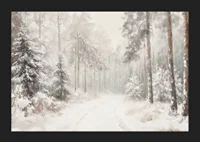 A poster that captures a still, snow-covered forest path in the silence of the winter landscape-5