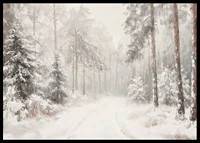 A poster that captures a still, snow-covered forest path in the silence of the winter landscape-6