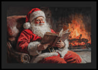 Plagát, ktorý zachytáva Santu v relaxačnej chvíli pri ohni-4