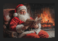 Plagát, ktorý zachytáva Santu v relaxačnej chvíli pri ohni-5