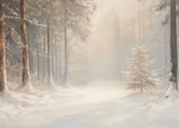 En poster som fångar vinterskogens stillhet och magiska ljus-7