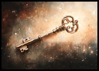 En poster som fångar en utsmyckad nyckel svävande i ett kosmiskt skimmer-6