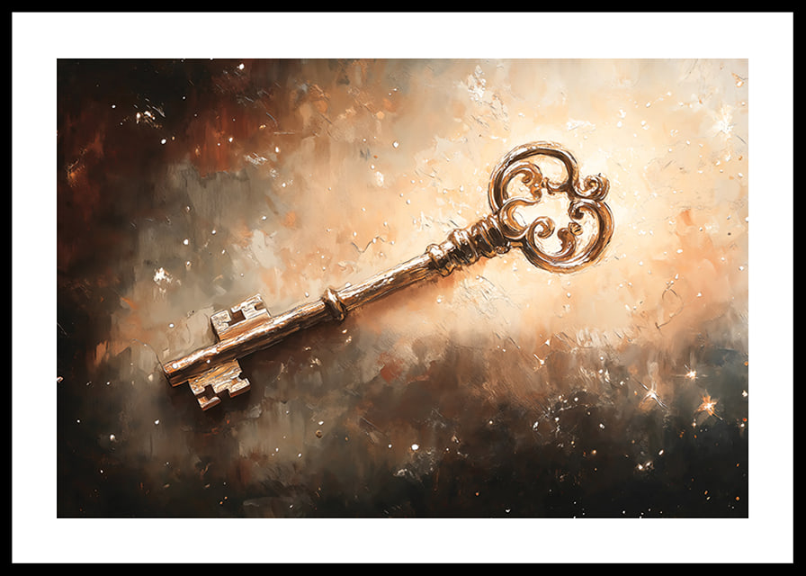 En poster som fångar en utsmyckad nyckel svävande i ett kosmiskt skimmer-12