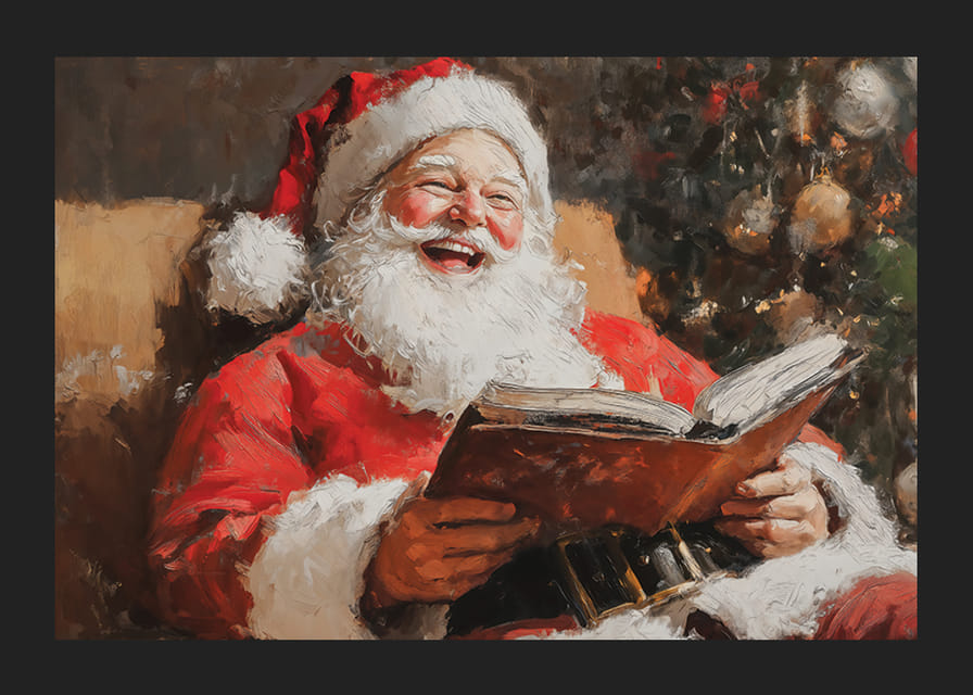 Egy plakát, amely egyetlen nevetéssel teli pillanatban megörökíti a Mikulás örömét és a karácsony varázsát-12