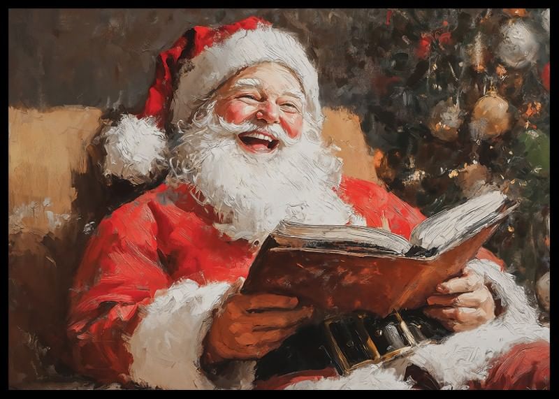 Ein Poster, das die Freude des Weihnachtsmanns und den Zauber von Weihnachten in einem lachenden Moment einfängt-12