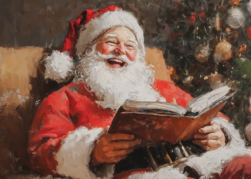 Ein Poster, das die Freude des Weihnachtsmanns und den Zauber von Weihnachten in einem lachenden Moment einfängt-12