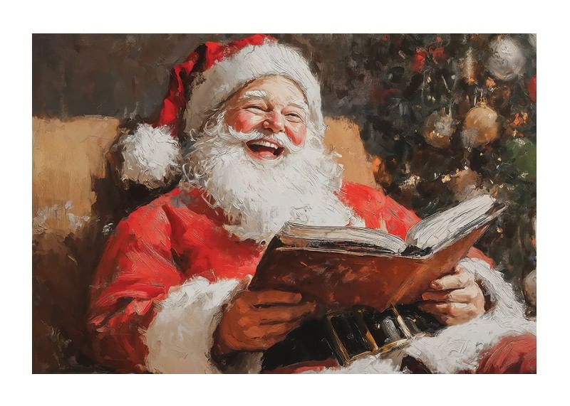 Ein Poster, das die Freude des Weihnachtsmanns und den Zauber von Weihnachten in einem lachenden Moment einfängt-12