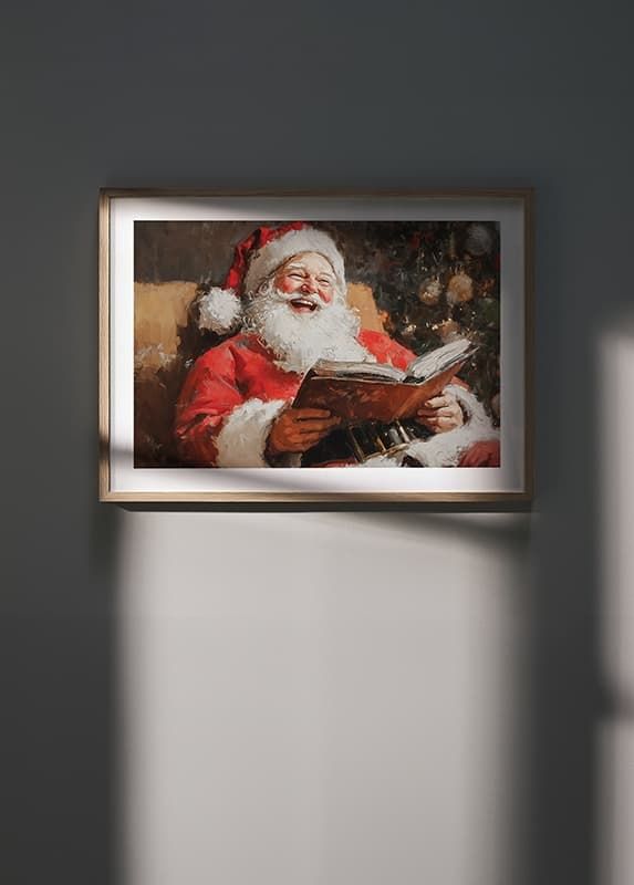 Ein Poster, das die Freude des Weihnachtsmanns und den Zauber von Weihnachten in einem lachenden Moment einfängt-12