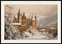 Plagát, ktorý zachytáva zasnežený hrad v čarovnom zimnom svete-2