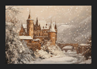 A poster that captures a snow-covered castle in a magical winter world-5