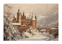 A poster that captures a snow-covered castle in a magical winter world-1
