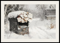 A poster capturing a snow-covered mailbox filled with Christmas greetings -2