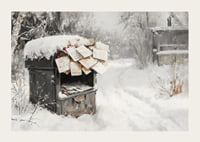 A poster capturing a snow-covered mailbox filled with Christmas greetings -3